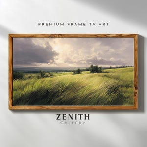 Landscape Frame TV Art Summer Meadow Painting for Samsung Frame Green Pasture TV Art Vintage Countryside Rustic TV Decor Digital Download