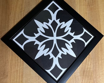 Framed hand cut 4 sided snowflake - random selection, personalized options available