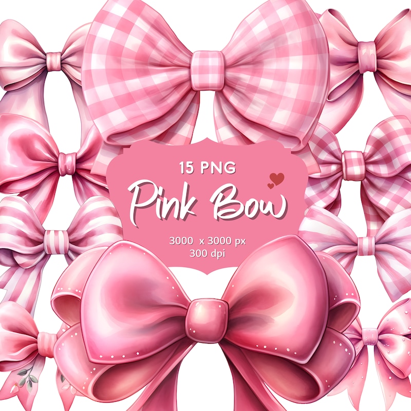 Pink Bow Clipart - Etsy