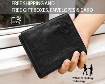 Freier Umschlag-Personalisierte Brieftasche-Herren Geldbörse mit RFID-Blocker-Technologie-Hochzeitsgeschenke-Jahrestag Geschenk-Geburtstagsgeschenk für Papa/Ihn/Sohn