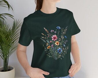 Camisa de flores / Camisa floral / Camisa de verano / Regalo / Camiseta de flores silvestres / Camisa Boho / Camiseta gráfica floral / Camiseta amante de la naturaleza / Botánica