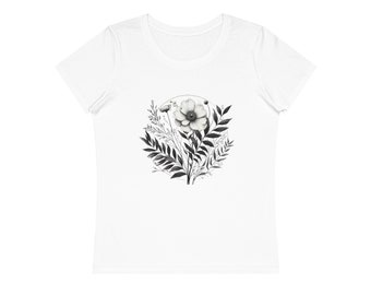 Camisa de flores silvestres, camisas de flores, camisa estética de flores silvestres, floral botánico, camisas minimalistas para mujeres, camisa botánica, regalo