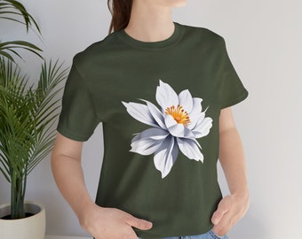 Camiseta de manga corta Unisex Jersey, diseño de peonía, flor, regalo, primavera, botánico, mangas cortas, PEONÍA estampada, planta, streetwear