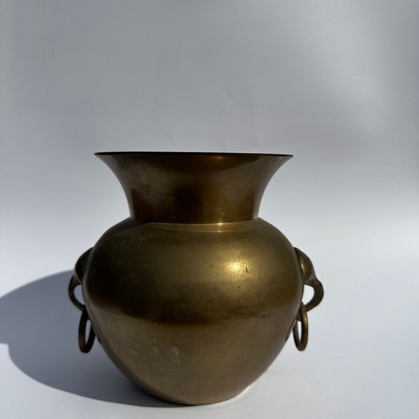 Vintage Brass Metal Urn, Vessel Decorative Two Handled, Spittoon