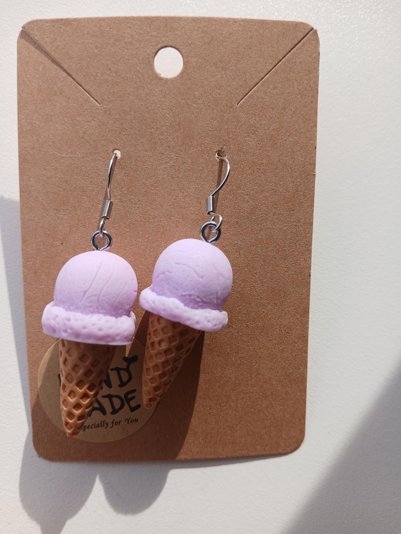 Ice cream earrings ice cream cone strawberries cheerful summer spring earring stainless steel 3D realistic food strawberries colorful spring easter chocolate image 5