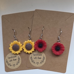 Zonnebloem oorbellen, bloem oorbel, zomer, lente, pasen, kado idee, rode bloem, zomer schattig, stainless steel fun, zonnebloem, cute gift