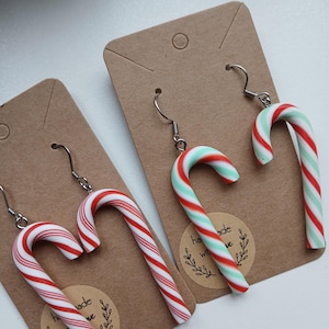 Festive Candy Cane Earrings for Christmas Stainless Steel Hooks Holiday Jewelry Stocking Stuffer Xmas Gift Santa Claus Accessory Snowman her