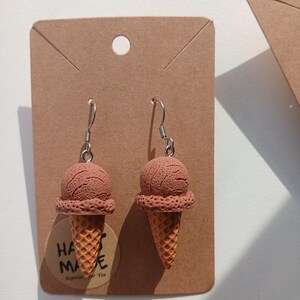 Ice cream earrings ice cream cone strawberries cheerful summer spring earring stainless steel 3D realistic food strawberries colorful spring easter chocolate image 4