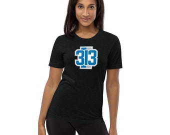 Camiseta 313 - Camiseta vintage ajustada de mezcla de tres piezas