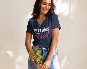 Camiseta de cuello en V de los Pistons Basketball para mujer