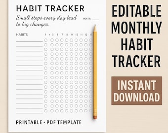Monthly Habit Tracker Printable Habit Tracker Template, Routine Tracker, 30 Day Habit Challenge, A4, Instant Download