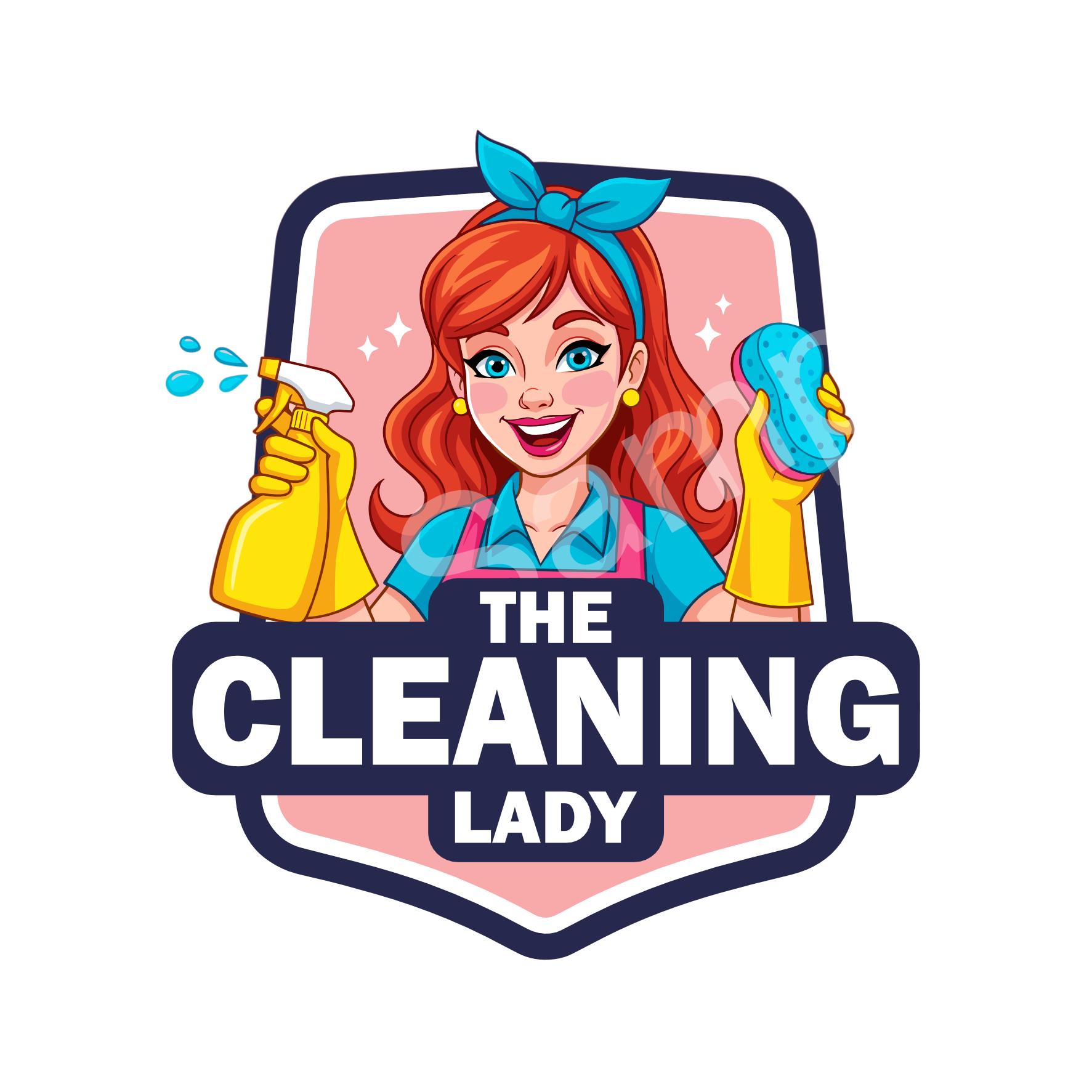 Cleaning company logo, fun, cartoon style, house cleaning service, transparent image, digital download, add your own cleaning company name.