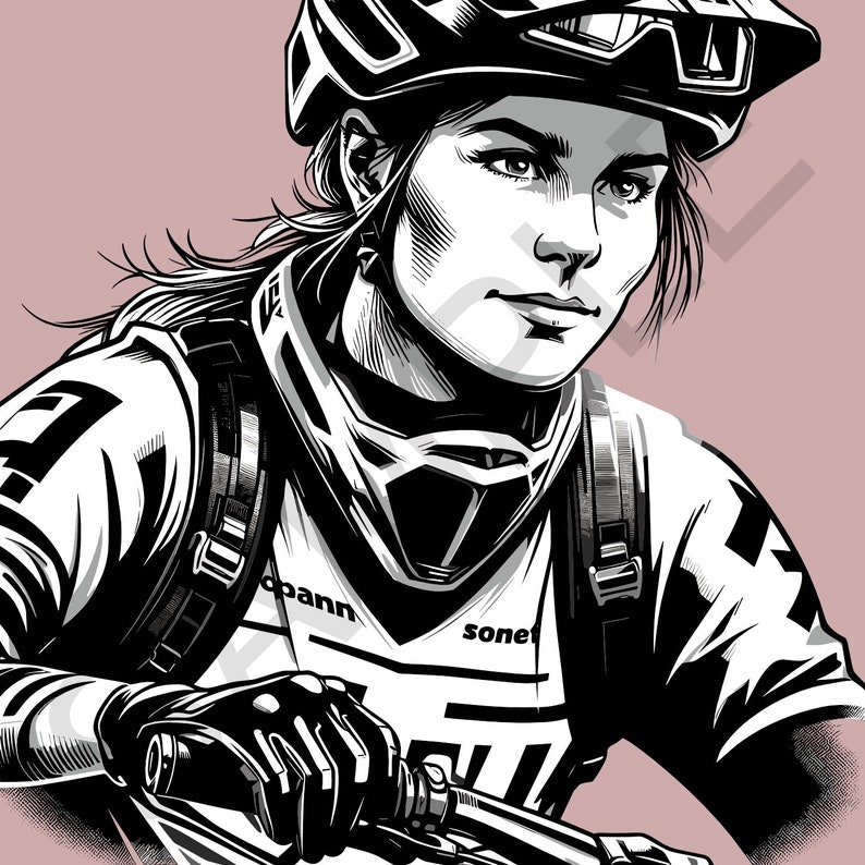 Female Professional MTB Rider, Woman Mountain Biker, Vector File (SVG ...