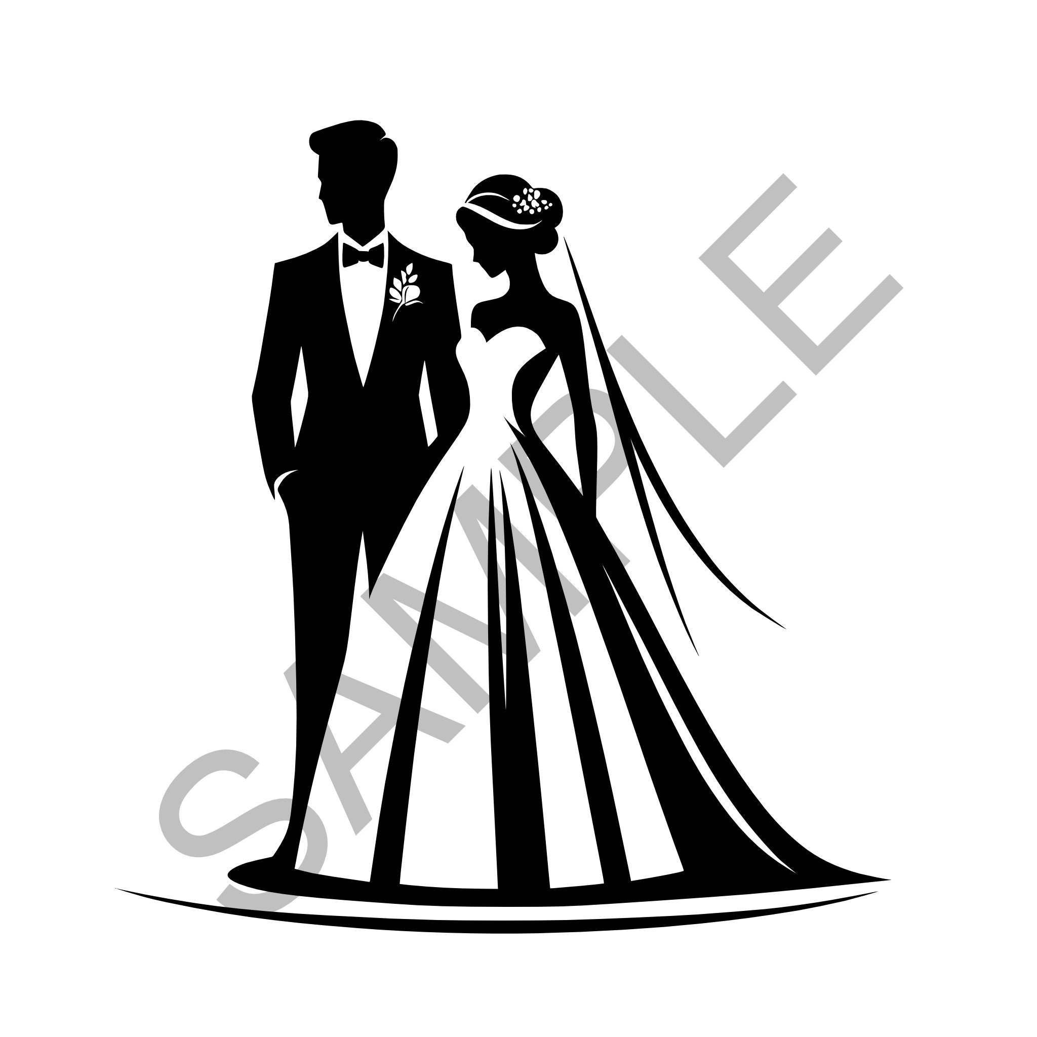 Wedding Logo, Bride and Groom Couple Collection, Vector (SVG), Simple ...