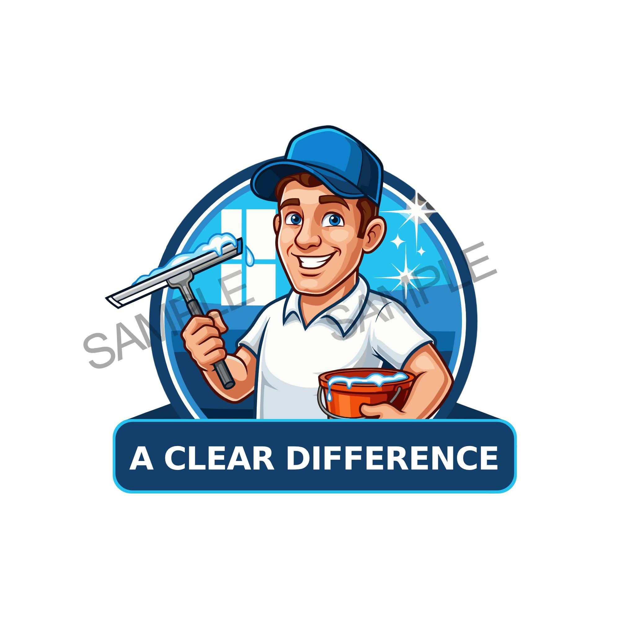 Window Cleaning Logo / Window Cleaner, Fun Window Cleaning Badge Style ...