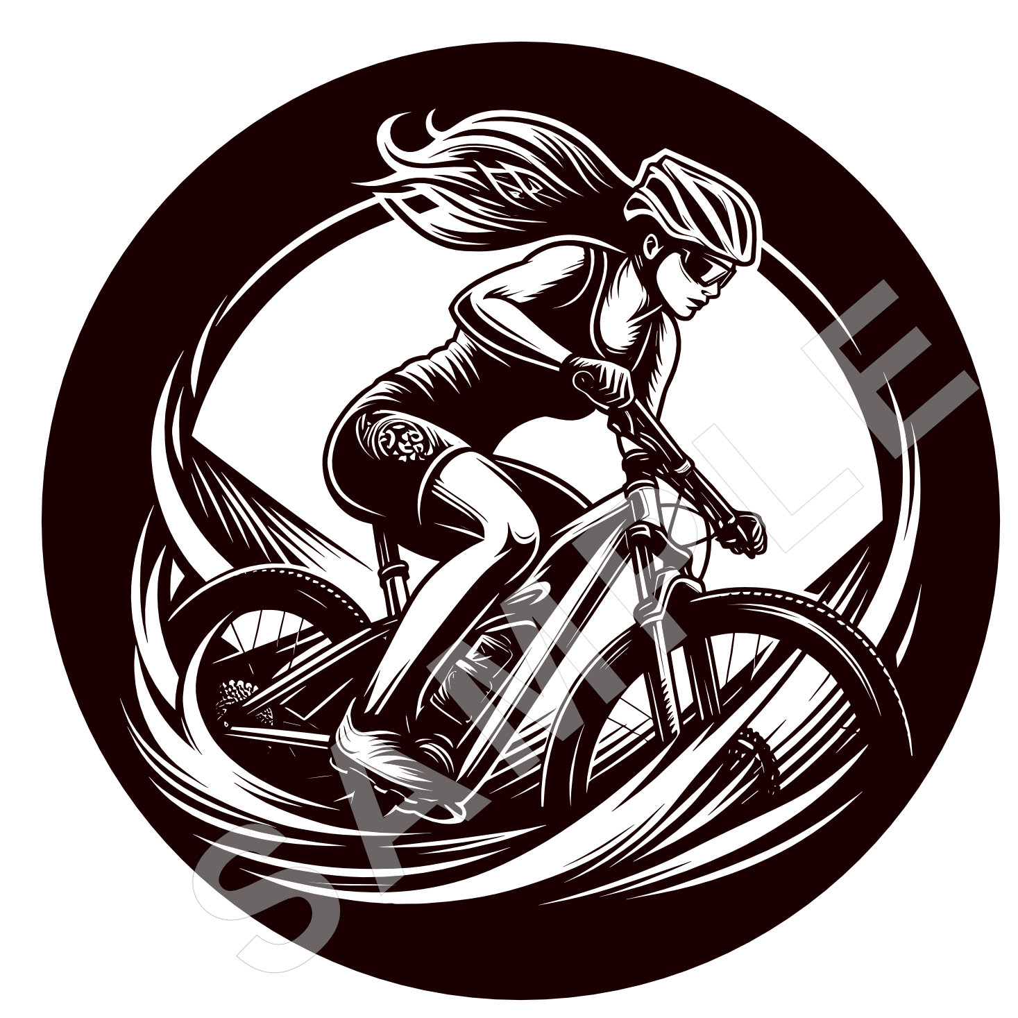 Female MTB Rider, Woman Mountain Bike Logo / Badge. Add Your Own ...