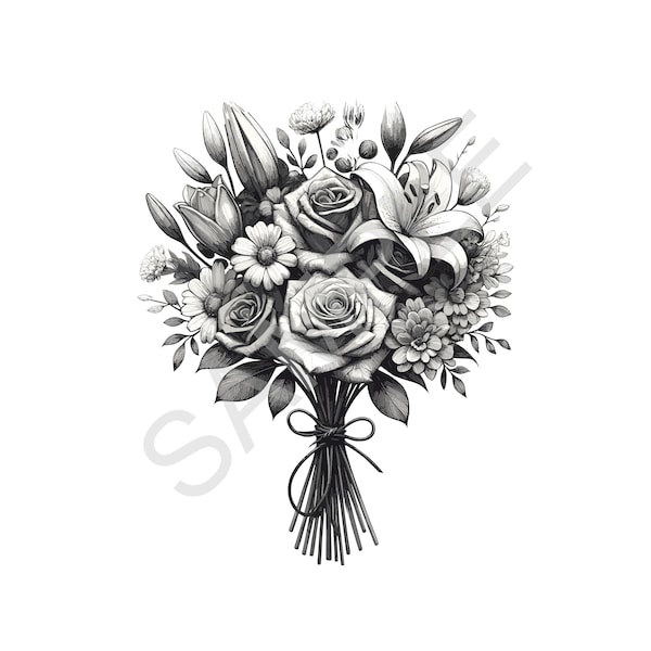 Flower bouquet logo, classic flower arrangement Vector image, transparent PNG, make a nice Florist Logo. Digital Download only of bouquet.