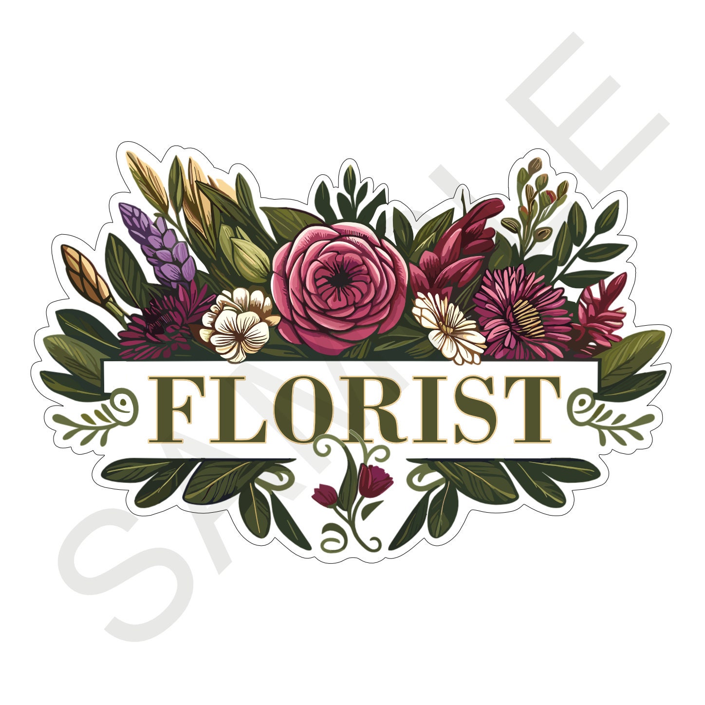 Florist Logo / Badge - Flower Shop Logo (Vector svg & transparent png) Digital Download (Add your own text)