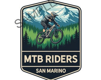 Logo MTB Mountain Biker Club, logo / odznaka Mountain Bike. Cyfrowe pobieranie pliku PNG w wysokiej rozdzielczości. Logo nie zawiera tekstu.