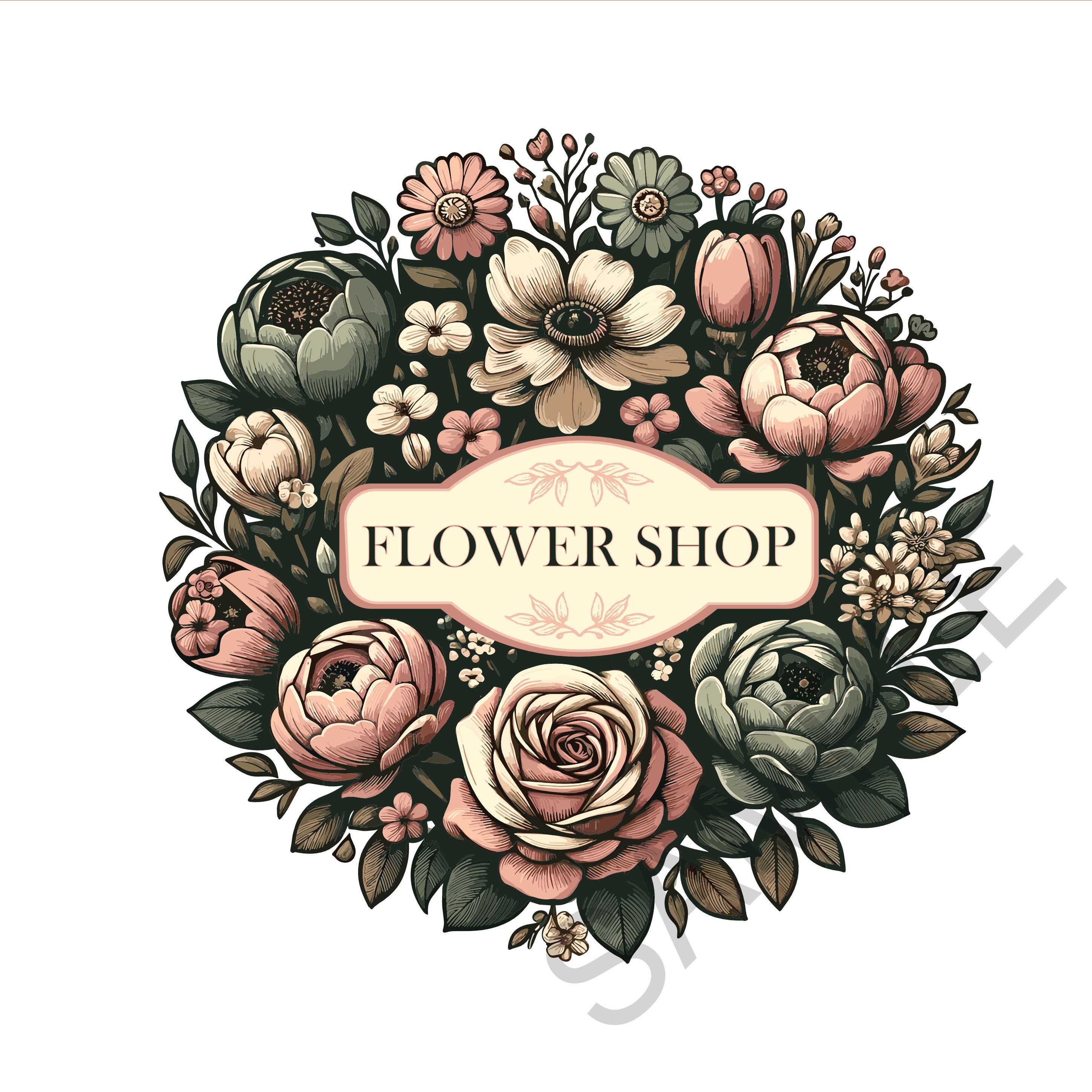 Florist Logo Badge Flower Shop Logo vector Svg Transparent Png 