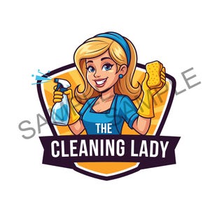 Cleaning company logo, fun, cartoon style, house cleaning service, transparent image, digital download, add your own cleaning company name.