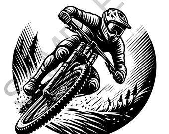 Mountain Bike Badge / Logo, Vector file (SVG), large transparent png, digital download.