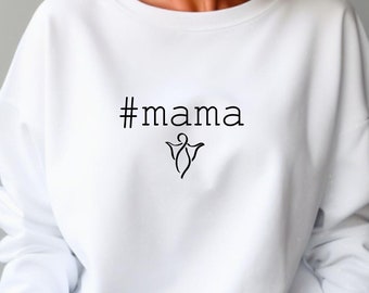 Empowering #MAMA Sweatshirt with Guardian Angel design is a Positive Vibes Pullover and Trendy Self-Esteem Mom Gift