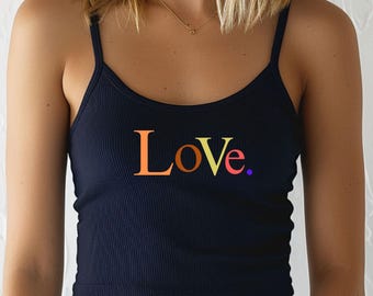 Love Spaghetti Strap Tank Top: Soft Cotton Blend, Summer Casual Wear, a Self Care Shirt