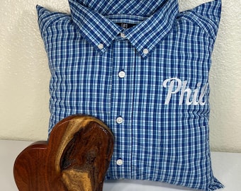 Memory Pillow made from Shirt, Loss of Father, Keepsake Made from Loved Ones Clothes, Sympathy Gift, Custom Memorial Gift