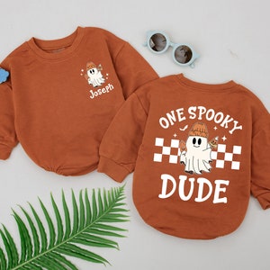 Personalized One Spooky Dude Romper, First Halloween Baby Romper, Baby Shower Gift, Baby Boo Boys Outfits, Newborn for Boys, Spooky Season