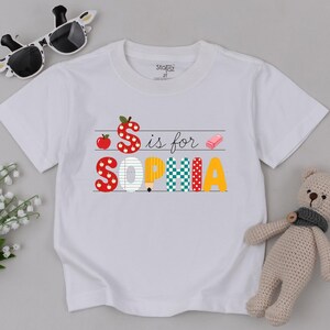 Personalized Kindergarten Shirt , Custom Name First Day of School Toddler Tee 2T-7T