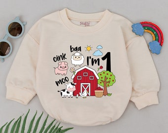 One Birthday Farm Life Romper, Animals Farm 1st Birthday Romper, First Birthday Baby Outfit, Farm 1st Birthday Bodysuit, Baby Shower Gift