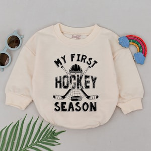 My First Hockey Season Romper, Retro Future Hockey Player Bodysuit, Sport Romper, Hockey Baby, Father's Day Gift, Dad’s Little Hockey Buddy