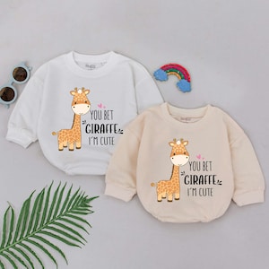 You Bet Giraffe I'm Cute Baby Romper, Funny Animal Romper, Giraffe Baby Clothes, Baby Boys Girls Outfit, Giraffe Bodysuit, Baby Shower Gifts