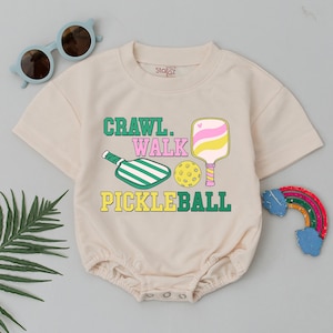 Crawl Walk Pickleball Baby Romper, Pickleball Baby Bodysuit, Pickleball Outfit for Boys or Girls, Pickleball Lover Baby Gift