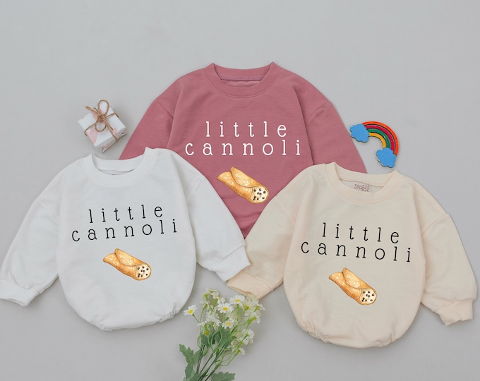 Little Cannoli Baby Romper, Pastry Romper, Italian Food Bodysuit, Foodie Gifts, Baby Shower Gifts, Newborn for Girls Boys, Minimalist Outfit