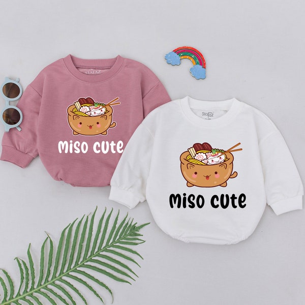 Miso Cute Baby Romper, Sushi Romper, Miso Soup Baby Bodysuit, Asian Food Gifts, Baby Shower Gifts, Newborn for Girls Boys, Minimalist Outfit