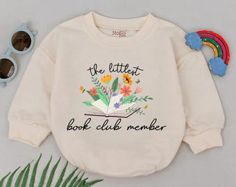 Littlest Book Club Member Romper, Book Lover Bodysuit, Wildflower Book Outfit, Bookworm Baby Gift, Baby Shower Gift, Book Lover Kids Gifts