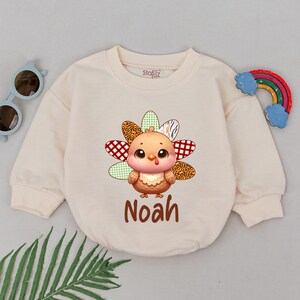 Personalized Name Thanksgiving Romper, Turkey Baby Romper, 1st Birthday Thanksgiving Outfit,First Thanksgiving, Little Turkey, Baby Boy Gift