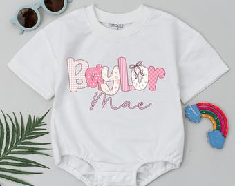 Personalized Name Baby Girl Romper, Summer Baby Bodysuit, Floral Baby Outfit, Custom Birthday Baby Clothes, Baby Shower Gift