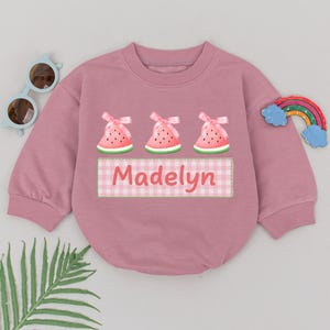 Personalized Name Watermelon Romper, 1st Birthday Girl Shirt, Baby Girl Romper, Summertime, Summer Kids Outfits, Watermelon Lover Gift