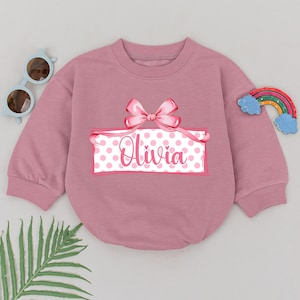 Personalized Pink Bow First Birthday Romper, Bow 1st Birthday Girl Outfit, 1st Birthday Theme Bodysuit, One Year Old Outfit, Birthday Gift