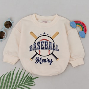Personalized Baseball Game Day Romper, Retro Baseball Baby Outfits, Gameday Season, Natural Bubble Baby Romper, Custom Name Baseball Outfit
