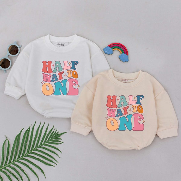 Half Way To One Romper, Half Birthday Girl Romper, 6 Months Birthday Gift, Natural Birthday Outfit, Newborn For Boys Girls, New Baby Clothes