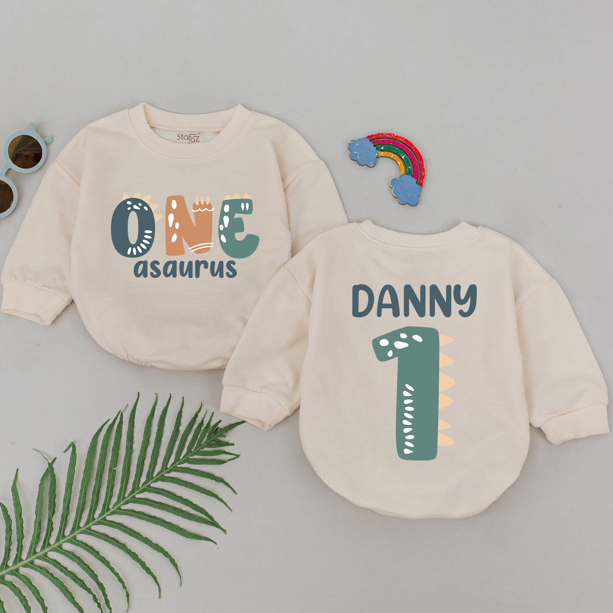 Personalized One-a-saurus Birthday Romper, Dinosaur Bodysuit, Universal ...