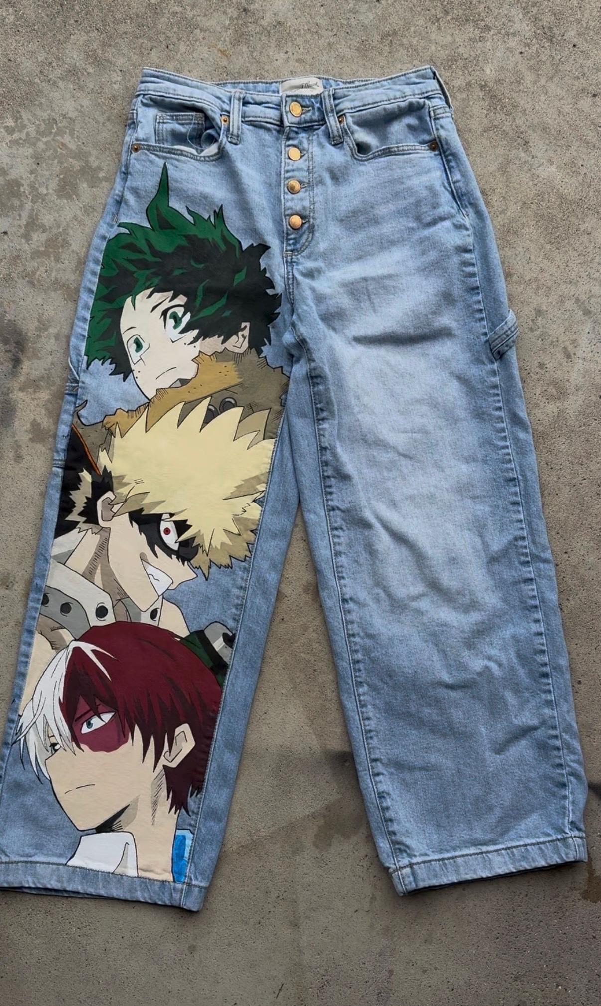 Painted Jeans Anime - Etsy Painted Jeans Anime - Etsy