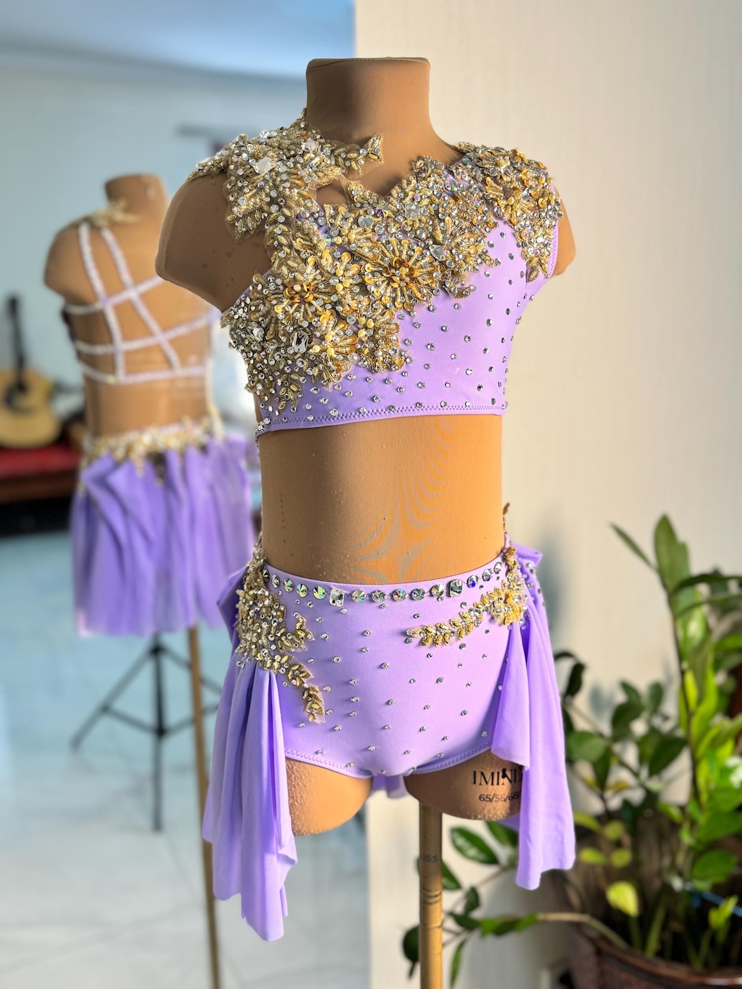 Buy HANDMADE Dance Costume Customizable Lyrical Solo Costume Dress Skirt in  Purple With Rhinestones Online in India