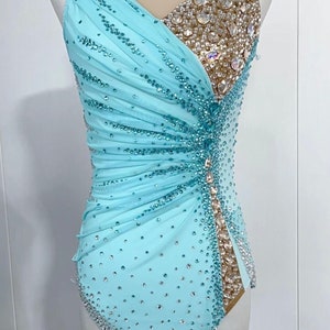 HANDMADE Dance Competition Costume Customizable Jazz Contemporary Solo Purle/Blue Cool Figure Skating Dress/Rhythmic gymnastics Leotard RG