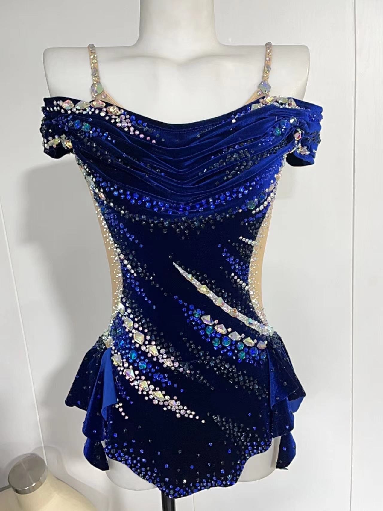 HANDMADE Dance Competition Costume Customizable Jazz Contemporary Solo Blue Cool Figure Skating Dress/Rhythmic gymnastics Leotard RG