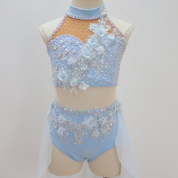 Read to Ship HANDMADE Dance Competition Costume Customizable Lyrical Contemporary Solo Rhinestoned